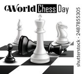 International Chess Day Vector illustration about chess tournament, match, game. Use as advertising, invitation, banner, poster