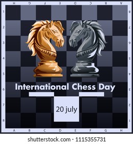 International chess day vector illustration label design. July 20.