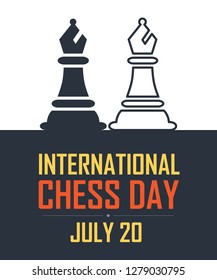 International Chess Day Vector Illustration on Dark Background. Chess Vector Illustration.