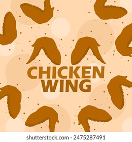 International Chicken Wing Day event food banner. Delicious chicken wings with bold text on bright brown background to celebrate on July 1st