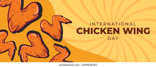 International Chicken Wing Day on 01 July Banner Background. Horizontal Banner Template Design. Vector Illustration