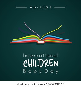 International Chidren's Book Day with open color book cartoon vector design