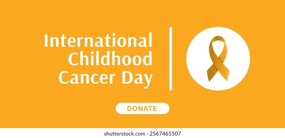 International Childhood Cancer Day in 15 February Web Design template with gold ribbon icon symbol