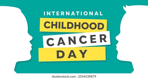 International Childhood Cancer Day. Children. Great for cards, banners, posters, social media and more. Green background.  