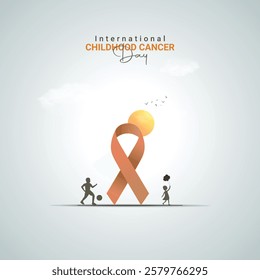 International Childhood Cancer Day concept. Colourful Childhood Cancer ribbon design.