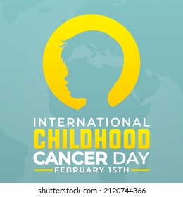 International childhood cancer day february 15th modern creative banner, sign, design concept, social media post, template with yellow cancer awareness ribbon on an abstract background. 