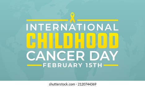 International childhood cancer day february 15th modern creative banner, sign, design concept, social media post, template with yellow cancer awareness ribbon on an abstract background. 