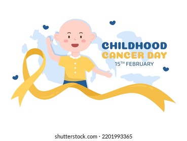 International Childhood Cancer Day Hand Drawn Cartoon Illustration on February 15 for Raising Funds, Promoting the Prevention and Express Support