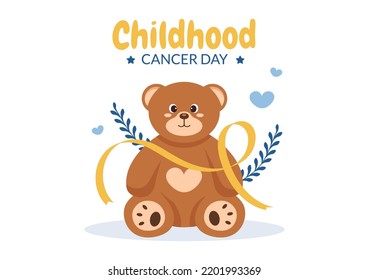 International Childhood Cancer Day Hand Drawn Cartoon Illustration on February 15 for Raising Funds, Promoting the Prevention and Express Support