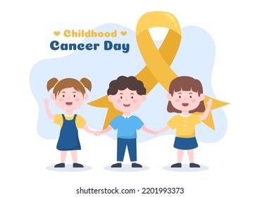 International Childhood Cancer Day Hand Drawn Cartoon Illustration on February 15 for Raising Funds, Promoting the Prevention and Express Support