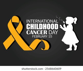 International Childhood Cancer day (ICCD) is observed every year on February 15, to raise awareness, and to express support for children and adolescents with cancer. Vector illustration.