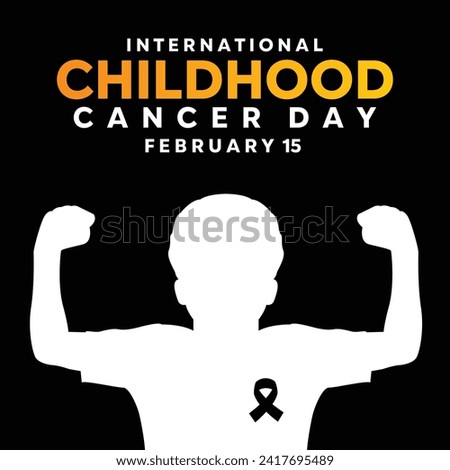 International Childhood Cancer Day (ICCD) is celebrated annually on February 15th. Excited kid and ribbon. Suitable for banners, posters, cards and more.