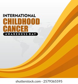 International Childhood Cancer Day observed every year on february. Health Awareness of children. Background with realistic gold ribbon. Suitable for banners, posters, cards and more