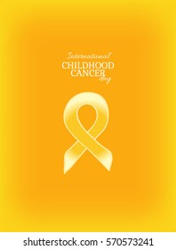 International Childhood Cancer Day, vector design element. Golden ribbon is a symbol of childhood cancer