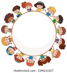 International children with blank template illustration