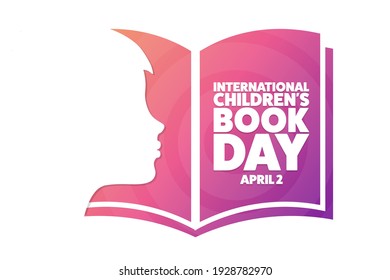 International Children's Book Day. April 2. Holiday concept. Template for background, banner, card, poster with text inscription. Vector EPS10 illustration