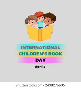 Día Internacional del Libro Infantil. 2 de abril. Tarjeta de felicitación. Con rectángulo de cuadro de texto.