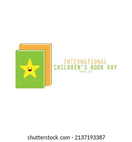 International children's book day. Children's book with cute star pictures. April 02. Poster or banner. Flat design vector illustration.