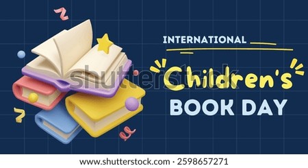 International Children's Book Day. Vector cartoon world book day illustration, Vector illustration of a Banner for International Children's Day.
