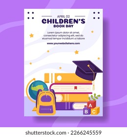International Children's Book Day Vertical Poster Cartoon Hand Drawn Templates Background Illustration