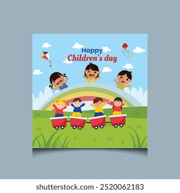 International Children's Day background with happy children