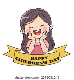 International children's day Concept With Happy Smiling children's, World Children's Day illustration design