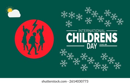 International Children's Day holiday design. Perfect for banners, posters, greeting cards, and social media. Includes colorful illustration and elegant typography for a joyful and professional look