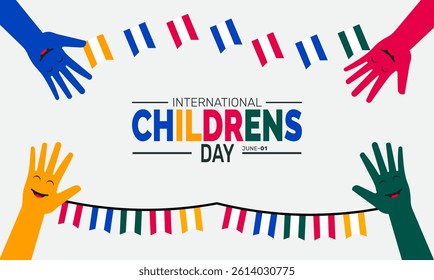 International Children's Day holiday design. Perfect for banners, posters, greeting cards, and social media. Includes colorful illustration and elegant typography for a joyful and professional look