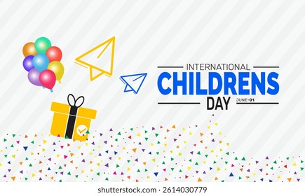 International Children's Day holiday design. Perfect for banners, posters, greeting cards, and social media. Includes colorful illustration and elegant typography for a joyful and professional look