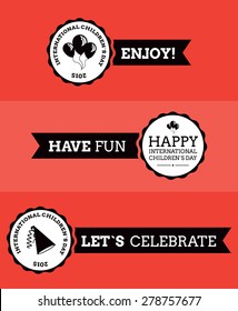 International children`s day ribbons vector flat design