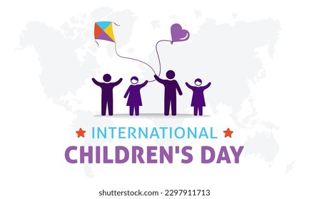 International children's day. Vector illustration of happy children's day background poster with happy kids vector illustration.