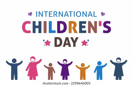 International children's day. Vector illustration of happy children's day background poster with happy kids vector illustration.