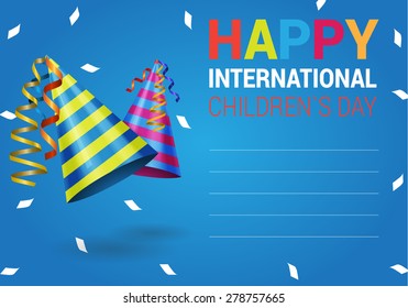 International children`s day vector wish card 