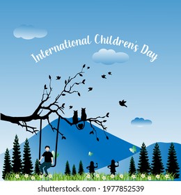 international children's day web banner design. illustration vector