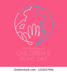 International Children's Right Day logo icon outline stroke set, hand and world design illustration isolated on white background with copy space, vector eps10