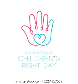 International Children's Right Day logo icon outline stroke set, hand and heart design illustration isolated on white background with copy space, vector eps10