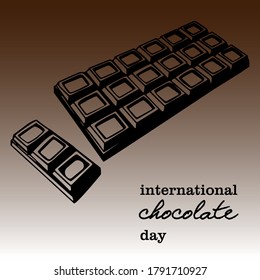 International chocolate day, 13 September, vector illustration in liner style. Icon line isolated on brown gradient background