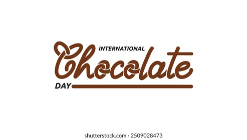 International Chocolate Day.  Elegant Handwritten text Calligraphy vector design. Great for Celebrations, Social Media Campaigns, and Sweet-Themed Design