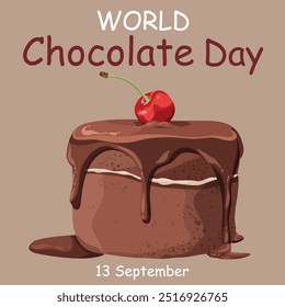 International Chocolate Day, Chocolate Day greeting card, social media editable template, stock illustration, International Chocolate Day typography, Chocolate Day banner, post, ads, reel design.