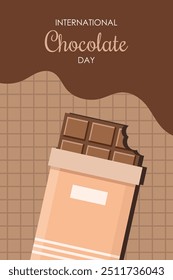 International Chocolate Day. Milk chocolate. Poster, banner, greeting card. Vector illustration