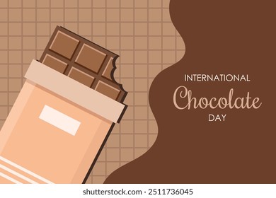 International Chocolate Day. Milk chocolate. Poster, banner, greeting card. Vector illustration