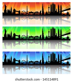 International City Skyline Silhouette vector Set artwork