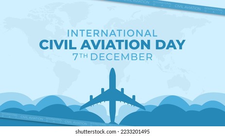 International Civil Aviation Day 7 December. Vector template for Poster, greeting card, banner and background. Vector Illustration