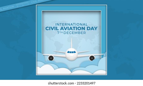 International Civil Aviation Day 7 December. Vector template for Poster, greeting card, banner and background. Vector Illustration