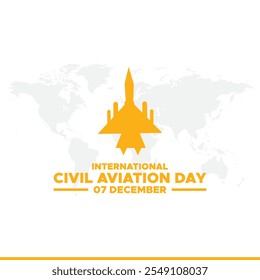 International civil aviation day 7 December, International civil aviation day celebration. flat design. flyer design. White airplane and globe on white background. Vector illustration