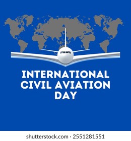 Dia Internacional da Aviação Civil. Conceito de dia da aviação civil com avião