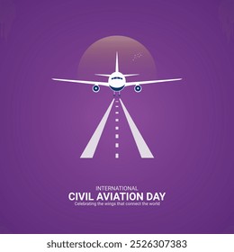 Dia Internacional da Aviação Civil. Aviação Civil conceito criativo. Ilustração em 3D.