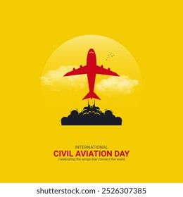 Dia Internacional da Aviação Civil. Aviação Civil conceito criativo. Ilustração em 3D.