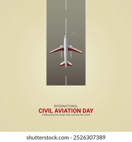 Dia Internacional da Aviação Civil. Aviação Civil conceito criativo. Ilustração em 3D.