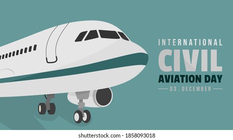 International Civil Aviation Day design with Landing Plane vector illustration. Good template for aviation day.